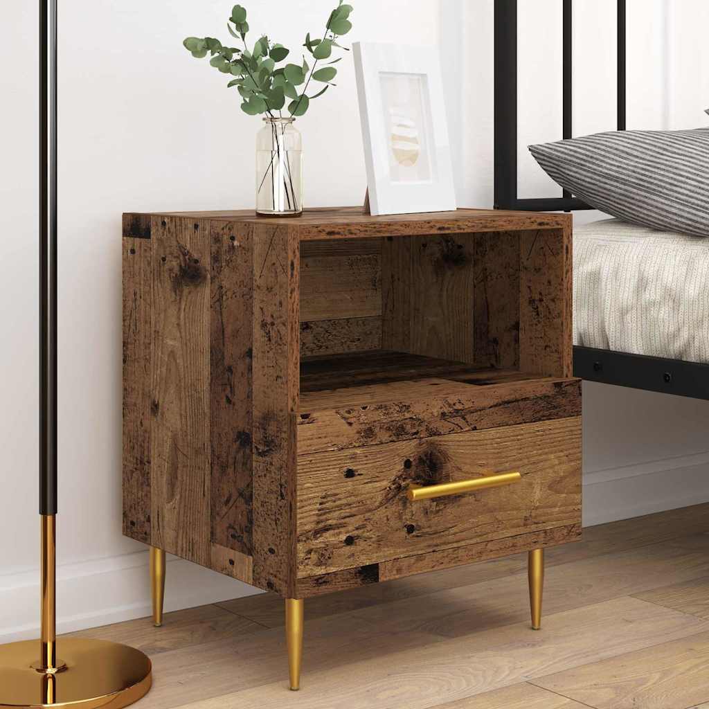 Nightstand Set of 2 Reclaimed Wood Look 40 X 35 X 47.5 Cm Engineered Wood