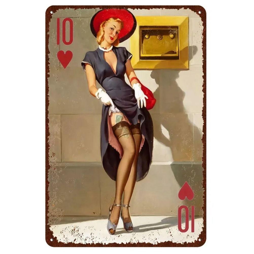 Pin-Up Girl Retro Metallwand Schild 30x20cm