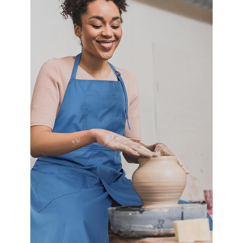 Canvas Long Split-Leg Apron with Adjustable Neck & Tie Straps for Pottery Painting Restaurant Work, Durable Multi-Purpose Design