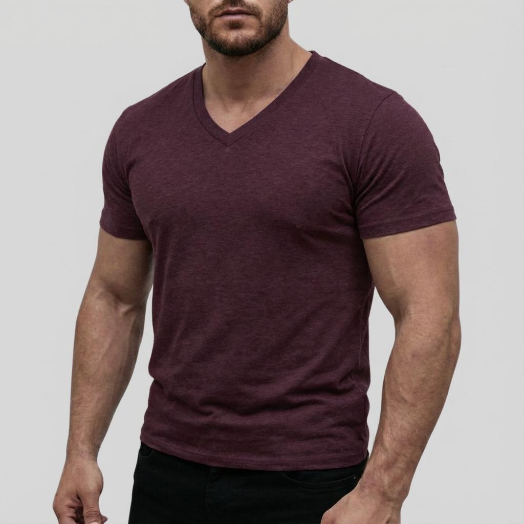 Herren Casual -farbig Elastisches Gewebe Kurzärmlig Rundhals Oberteil