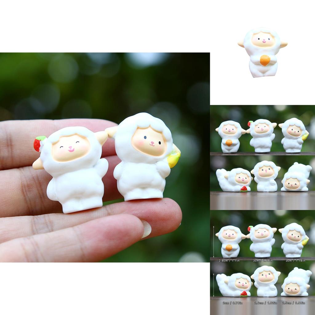 6pcs Cute Cartoon Sheep Handheld Fruit Model Ornament Set For Kids And Collectors