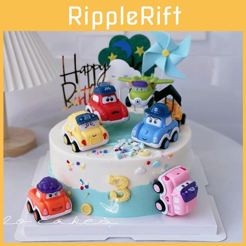 Adorable Cartoon Race Car Cake Decoration Set Perfect For Children's Birthday Celebrations