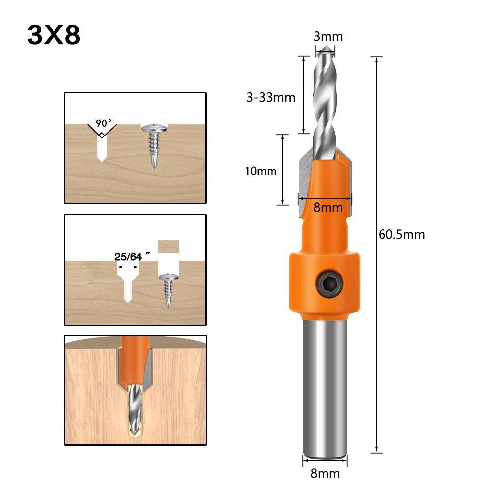 Woodworking Countersink Drill Bit Taper Hole Drilling Tool Alloy Head Screw Installation Step Drill for Wooden Convenient