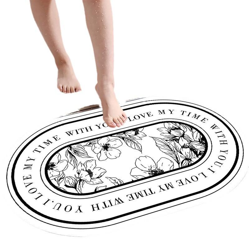 Oval Shaped Floor Mat Kitchen Carpet Bathroom Entrance Bathroom Dirt Resistant Mat Floor Mat