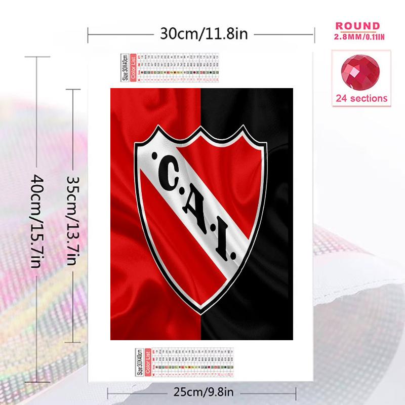 Club Atletico Independiente Pattern 3pcs 100% Round Full Drill 5D DIY Diamond Painting Embroidery Cross Stitch Rhinestone Décor