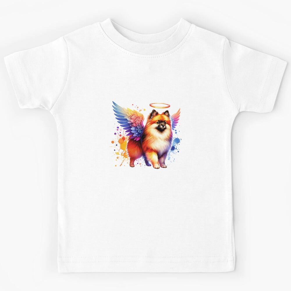 Watercolor German Spitz Angel Kids T-Shirt 120