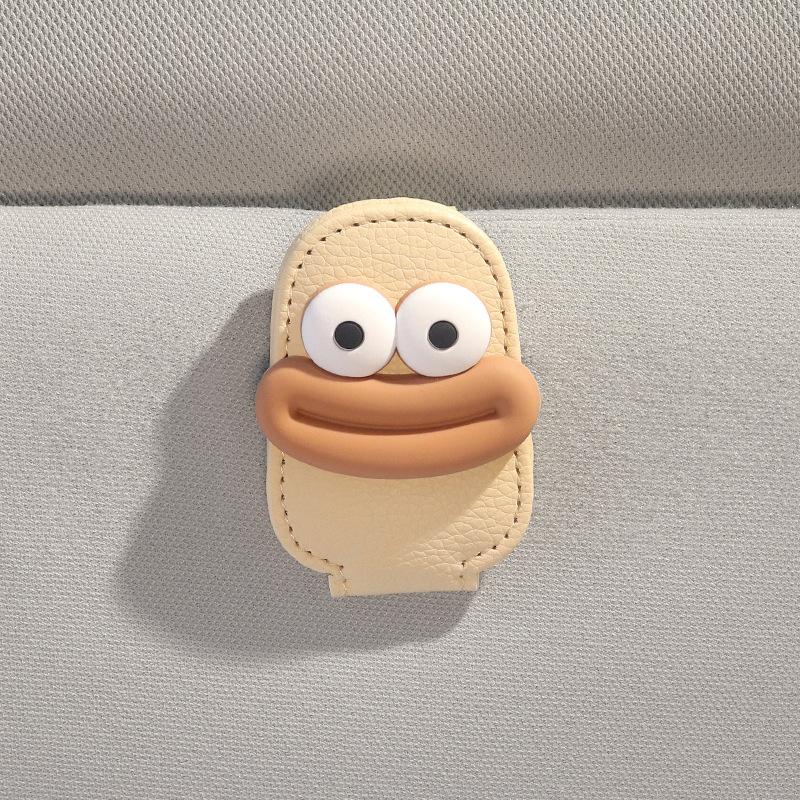 

Creative Cartoon Car Glasses Holder, Car Sun Visor Storage Wonder, Glasses Frame, Multi-functional Storage Card Holder бежевий