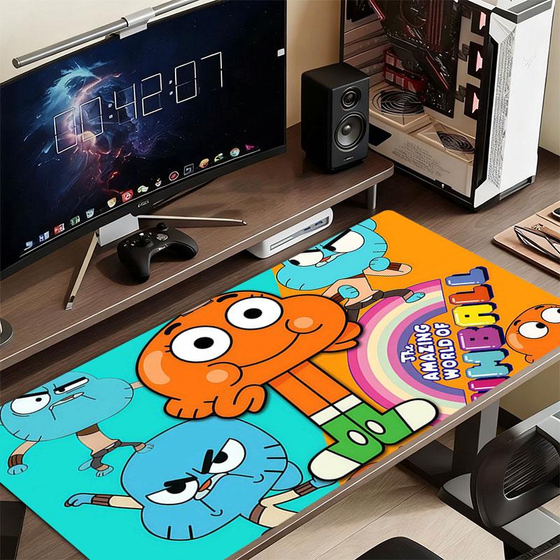 Gumball Cartoon Mouse Pad, Large Gaming Desk Mat, Non-slip XXL Mousepad for Laptop & Tablet, Mini PC Playmat with Stitched Edges