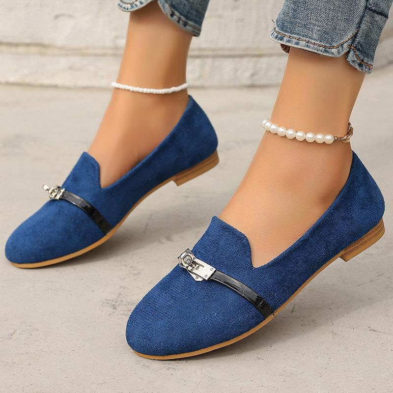 

Fashion Large Size Women s Loafers Autumn Winter Soft Sole Fashion Metal Decoration Single Shoe Lightweight Comfort Slip on Casual Shoes 36 синій