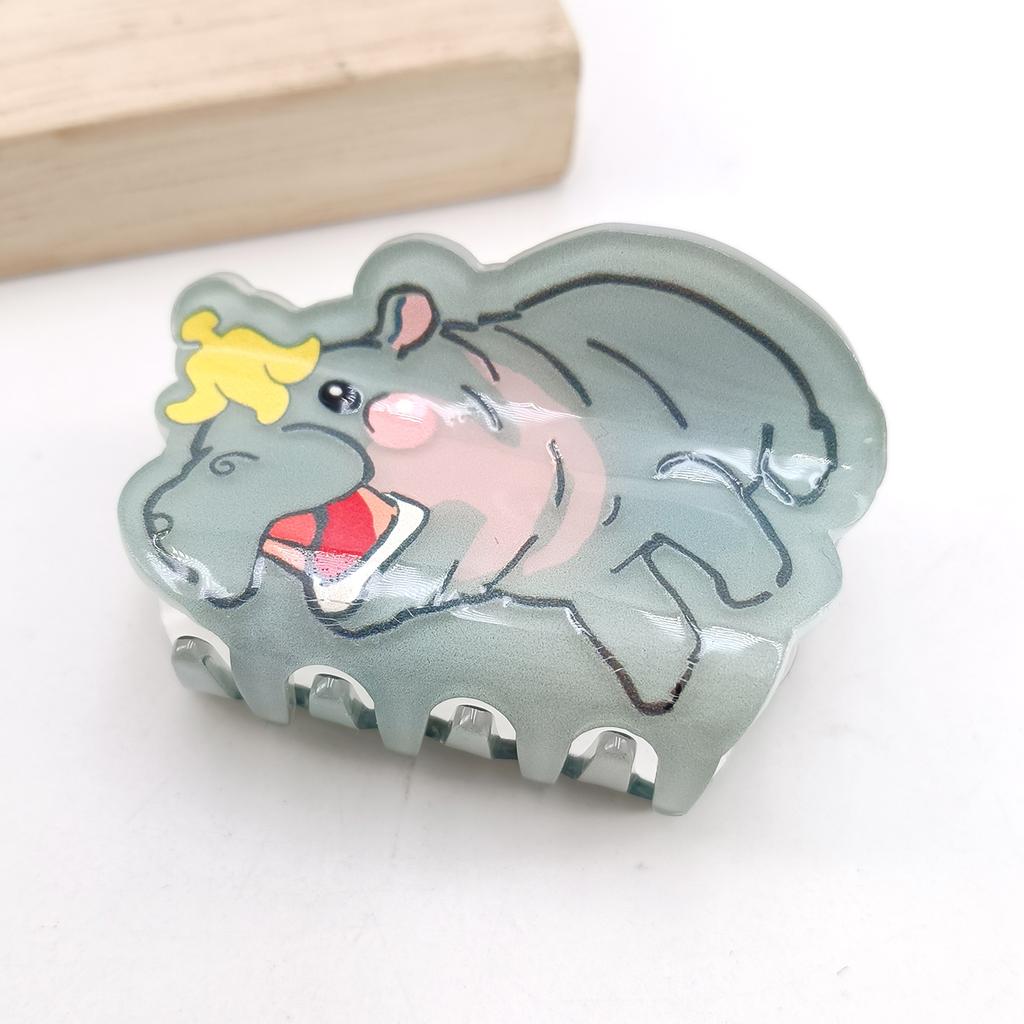 Cute Miss Hippo Hair Claw Flower Acrylic Small Shark Clip Set Headwear Geometry Cartoon Capybara Hair Clip For Girls