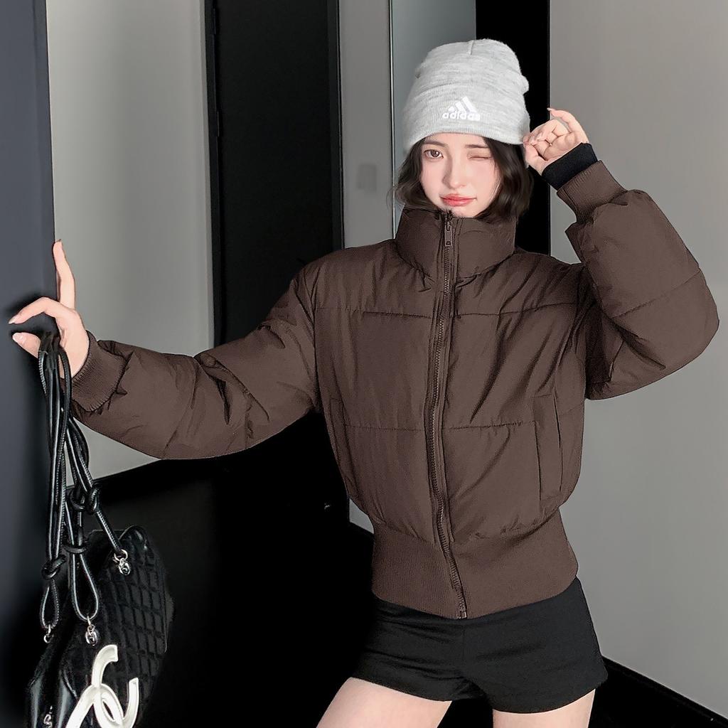 European and American hot girls small high-waisted hooded cotton clothes women's winter new small short warm cotton-padded coat