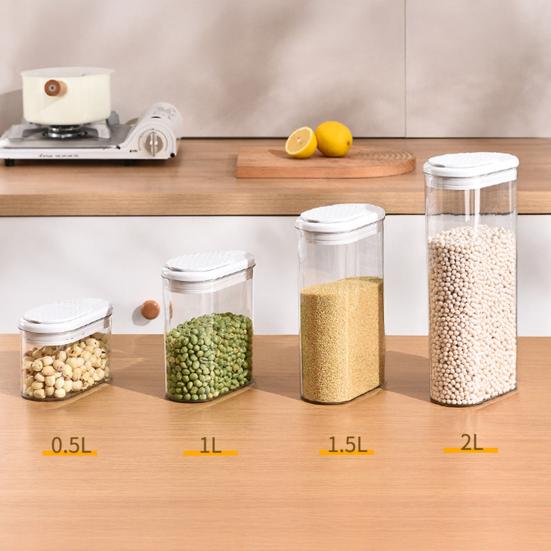 Airtight Food Storage Container Clear Plastic Container with Flip-Top Lids for Kitchen Pantry Organization Dry Food Storage Jar for Sugar Flour