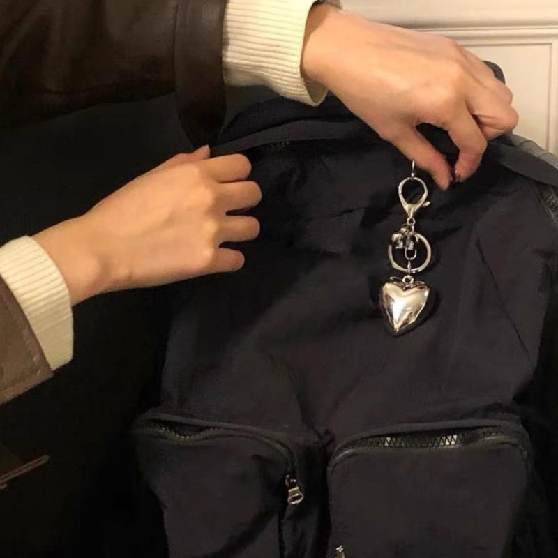 Harajuku Heart Keychain Creative Little Ball Key Rings Car Keys Holder Keyring