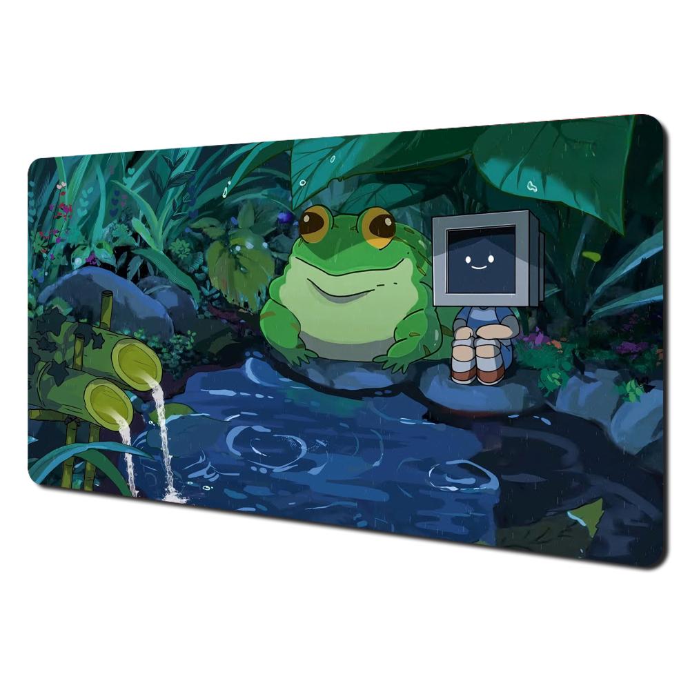Vibrant Frog Anime Illustration Design Mouse Pad Desk Mat Gaming pad NonSlip Stitched Edge pc accessories Computer mousepads