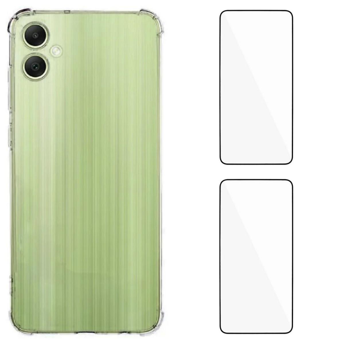 

For Samsung Galaxy A05 4G TPU Case WANLONFENG WL3 Series 1.5mm Phone Cover with 2Pcs Tempered Glass Films Transparent