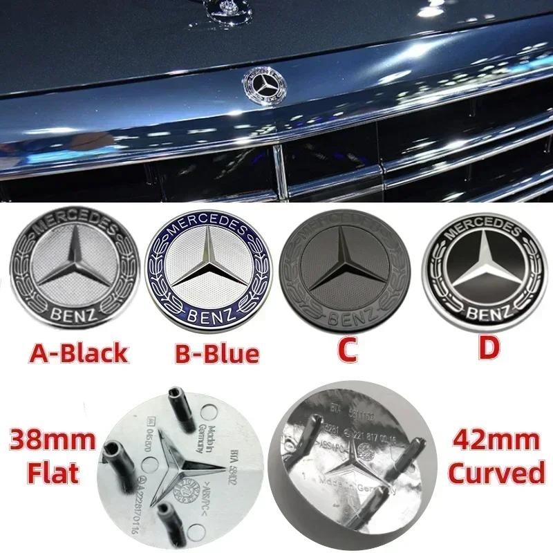 WXUKM1 C200 E200 For Mercedes Benz 38mm 42mm ABS Car Hood Sticker Car Front Grilled Cover Emblem Accessory for Mercedes Benz W203 W204