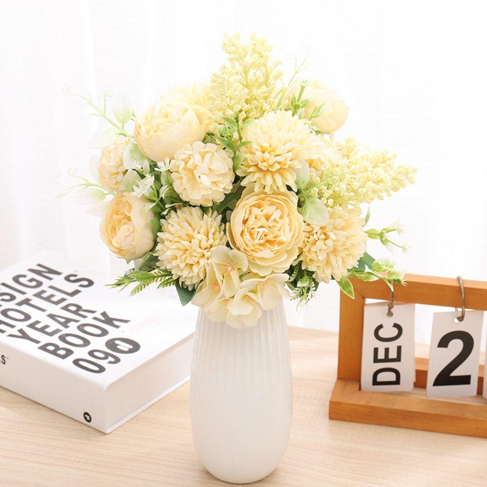 DIY Artificial Peony Flowers Silk Petal Foam Spica Simulation Dandelion Flowers  Wedding Ornament