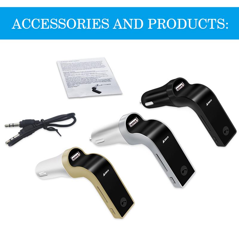 G7 Car Kit Blue Tooth Handsfree FM Transmitter Type Radio LED Display MP3 Player Support MP3/WMA Music Format Car Accessorise