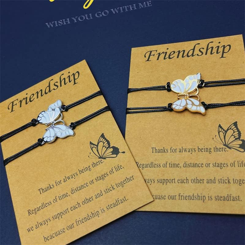 Best Friends Bracelets,Friendship Butterfly Bracelets Pomise Long Distance Matching Couple Bracelets for Women Birthday Gifts