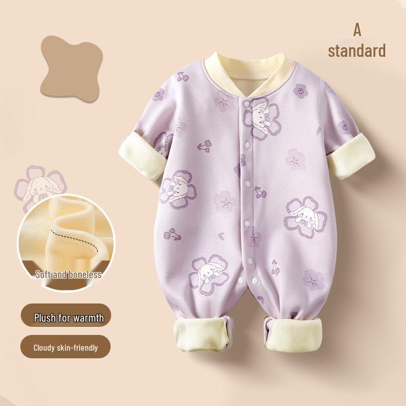 

Флисовый ромпер для новорожденных - Унисекс весенне-осенняя цельная пижама для мальчиков и девочек 80cm