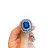 Jewelry Retro Ring Simulation Blue Glass Two-Color Stone Diamond Pendant Ring Set 10 * 12