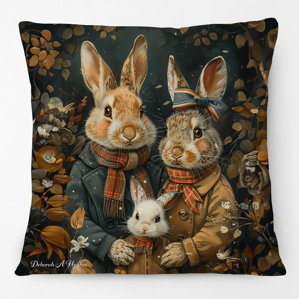 Vintage Easter Girl Cushion Cover Victorian Rabbit Bunny Portrait Print Decorative Pillow Case