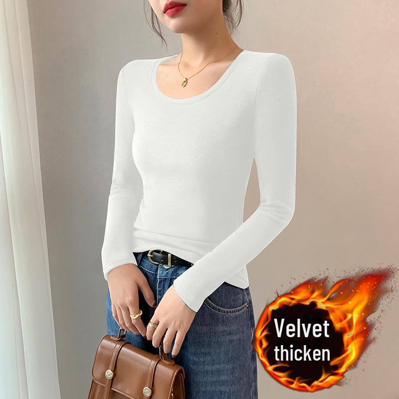 

Женские топы облегающего кроя из плюша с длинными рукавами и высоким воротником на осень/зиму L (102-114 lbs)