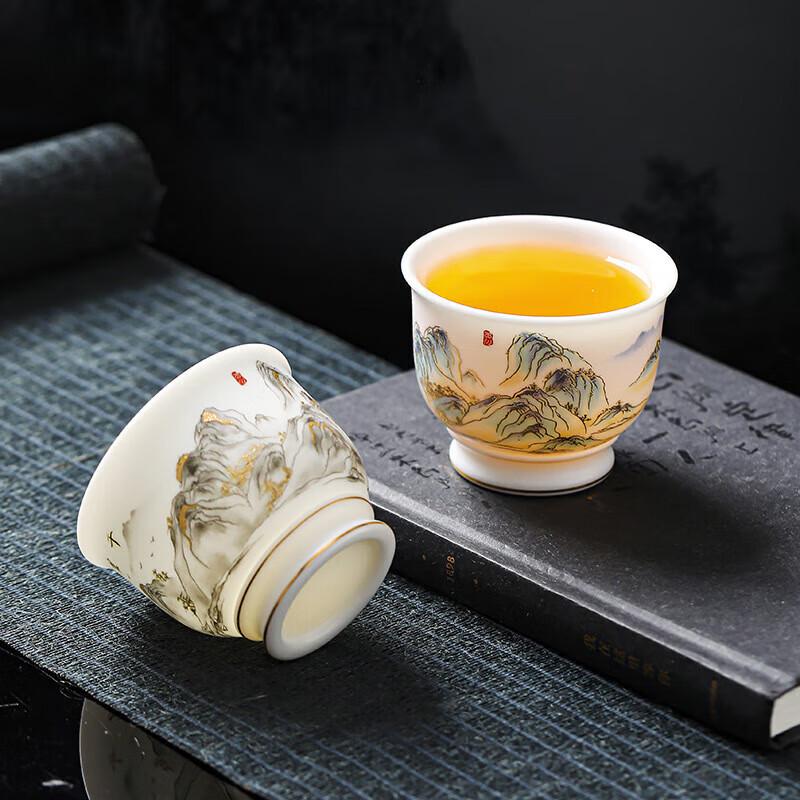 Chaxun 'Thousand Li Rivers & Mountains' & 'Suet Jade Arhat' Teacup Set