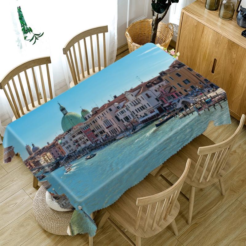 Thicken Cotton Tablecloth Seascape Landscape Pattern Rectangular Round Table Cloth For Wedding Picnic Party