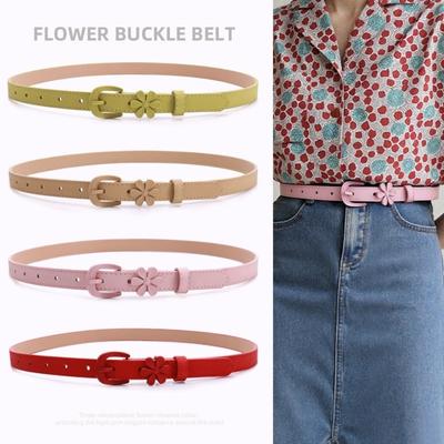 Adjustable Thin Belt Solid Color Waist Chain Fashion Leather Belt  for Jeans