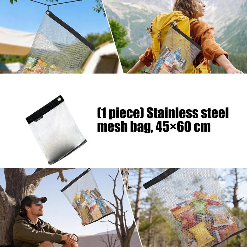 Stainless Steel Meshes Bag Wire Meshes Hanging Food Storage Bags Rodents Proof Bear Pouches For Outdoor Camping Hiking