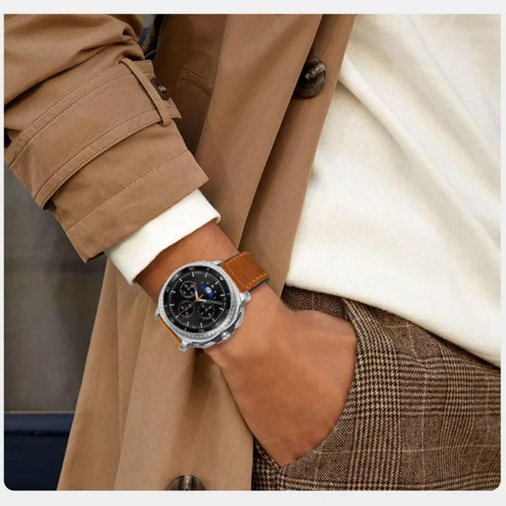 Leather+Silicone Strap for Samsung Galaxy Watch8 44mm 40mm Classic 46mm Magnetic Buckle Wristband for Galaxy Watch Ultra 2025 47mmBelt