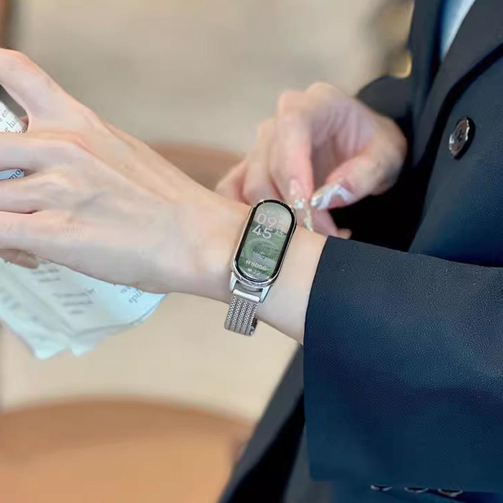 Magnetic Folding Buckle Metal Strap for Xiaomi Watch 10 9 8 Stainless Steel Slim Band for Miband 10 9 8 NFC Smartwatch Bracelet