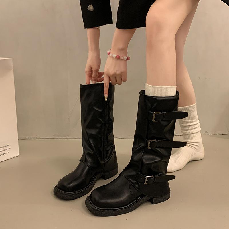 Women's Non-tired Feet Cowboy Martin Boots Comfortable Soft Elastic Trend of Non-slip Wear-resistant Chic Versatile Outstanding Height Increase Shoes