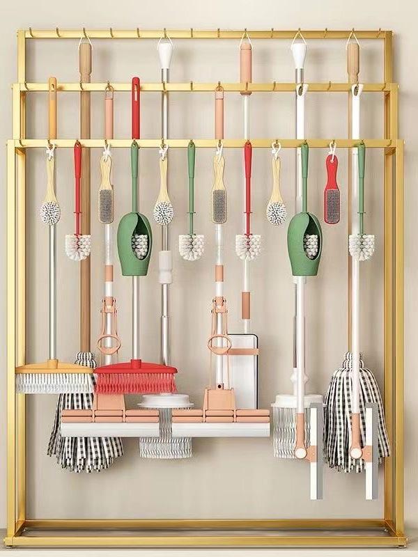 Broom and Mop Display Rack for Supermarket or Store Shelving Black 6040150cm 21 hooks 9790₽