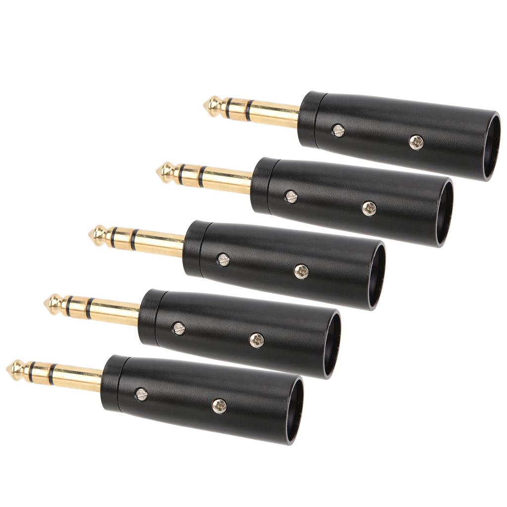 5Pcs Audio Adapter Metal 6.35mm Stereo Male To Mono Converter Cable Connector for Microphone