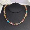 Women's Square Crystal Rainbow Jewelry Set: Bracelet, Necklace & 18K Gold Plated Earrings