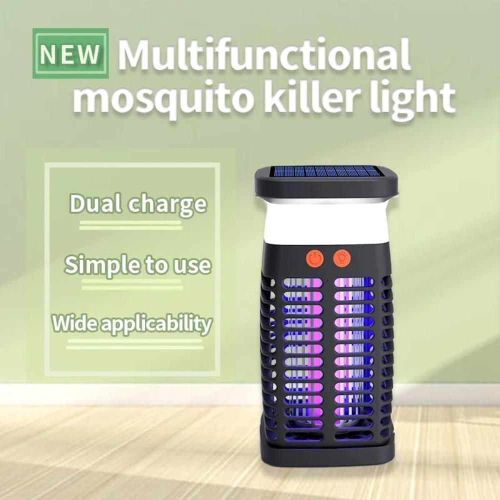 Solar Portable USB Mosquito Killer,Rechargeable Bug Zapper Lamp for Camping,Hiking,Travel,Indoor/Outdoor Use,Silent, Mosquito Repellent Alternative
