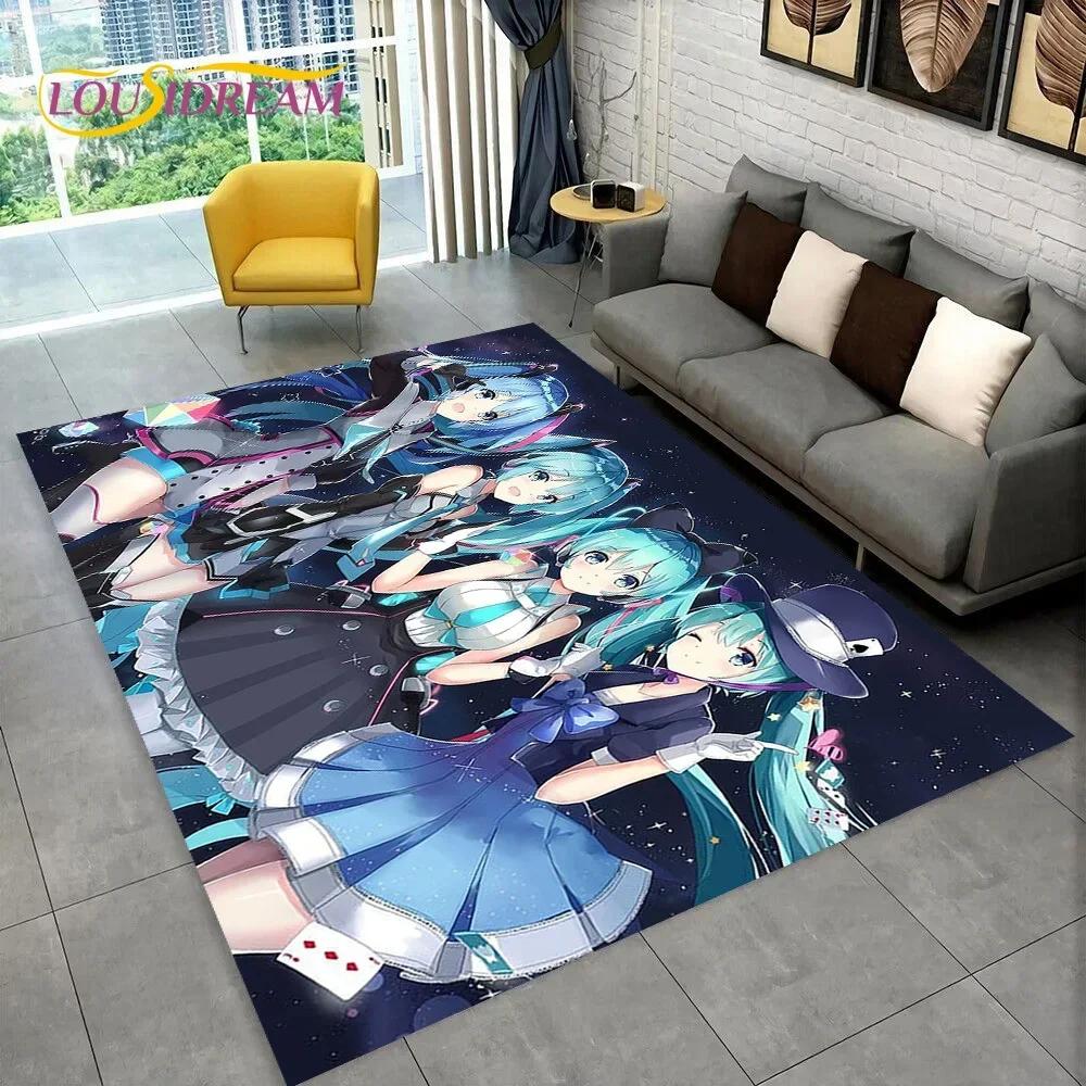 Japan Music Cartoon Characters Miku Carpet Rug for Home Living Room Bedroom Sofa Doormat Decor,kids Area Rug Non-slip Floor Mat