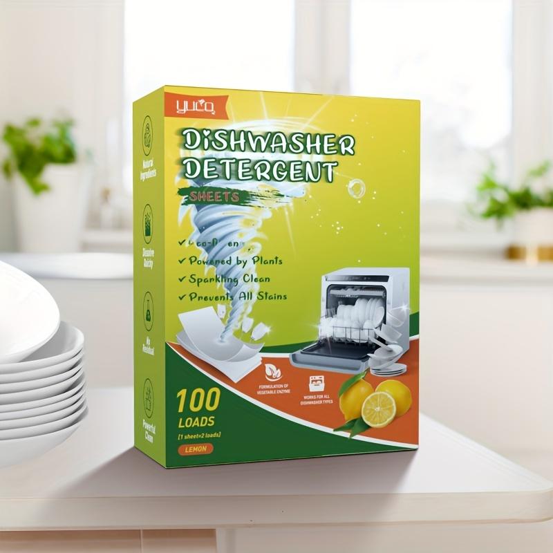 100 Loads Lemon Scented Dishwashing Tablets, Quick Dissolve Oil Stains,Gentle Cleaning Without, Powerful Oil Removal,Brightening