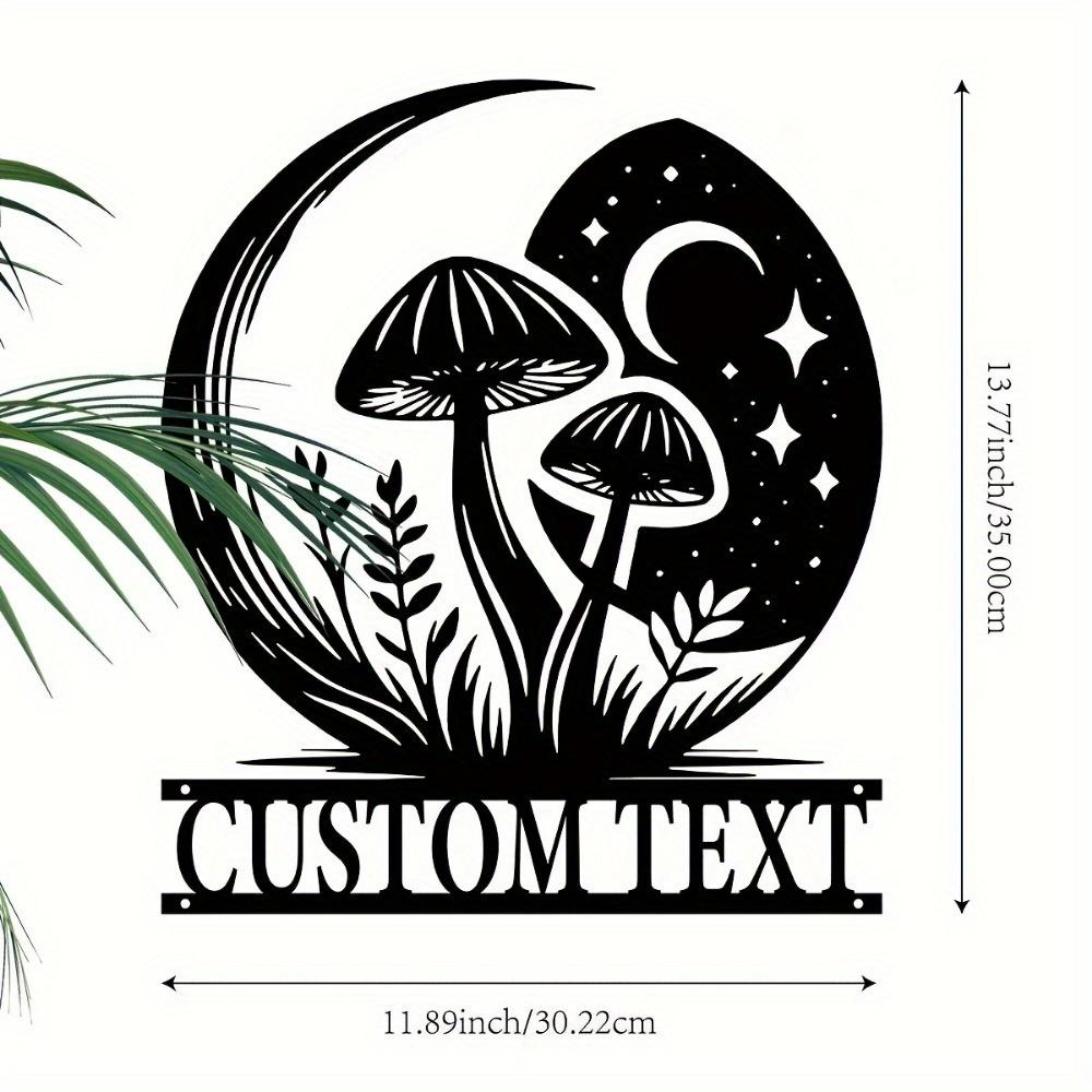 Metal Mushroom Wall Art Custom Name Sign Indoor Outdoor Garden Decor TYDZ003018