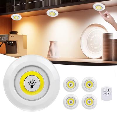 COB LED Wireless Under Cabinet Light with Remote Control Dimmable 3W Battery Night Lamp for Wardrobe Closet Bedroom Kitchen Lighting