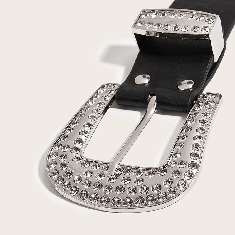 Fashion Luxury Punk Y2K Rhinestones Belt Women'S Metal Buckle Fashion Waistband Jeans Pants Decoration Spicy Girl Belt