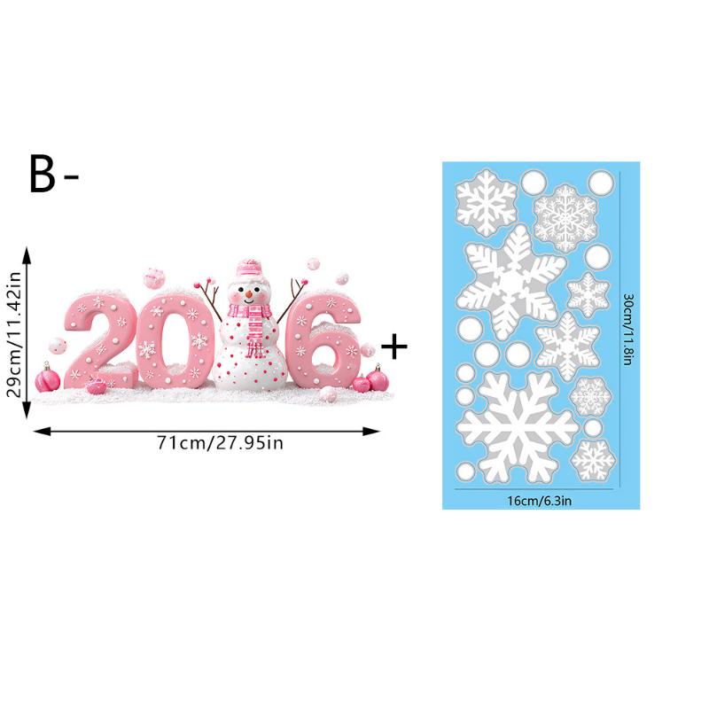 2026 Merry Christmas Glass Window Stickers Cartoon Designs Decals Stickers For Home Xmas Ornaments Gifts