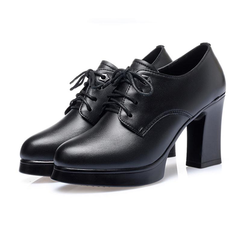 Mode AIYUQI Damen Frühjahrsschuhe Hoher Absatz 2024 Neu Echtes Leder Damenschuhe Dicker Absatz Plateau Pumps Mode Kleiderschuhe Damen