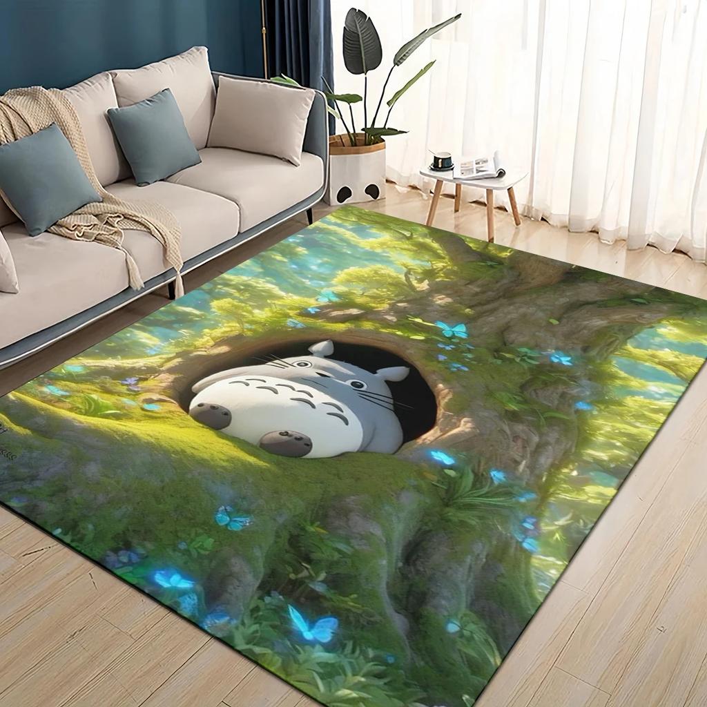 3D T-Totoros Cartoon Area Rug,Carpet Rug for Living Room Children's Bedroom Sofa Doormat Decor,kids Play Non-slip Floor Mat