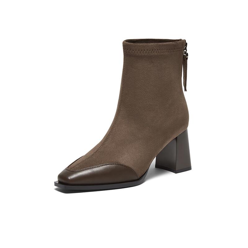 BASTO Women s Square Toe Elastic Ankle Boots M5501DD4 39