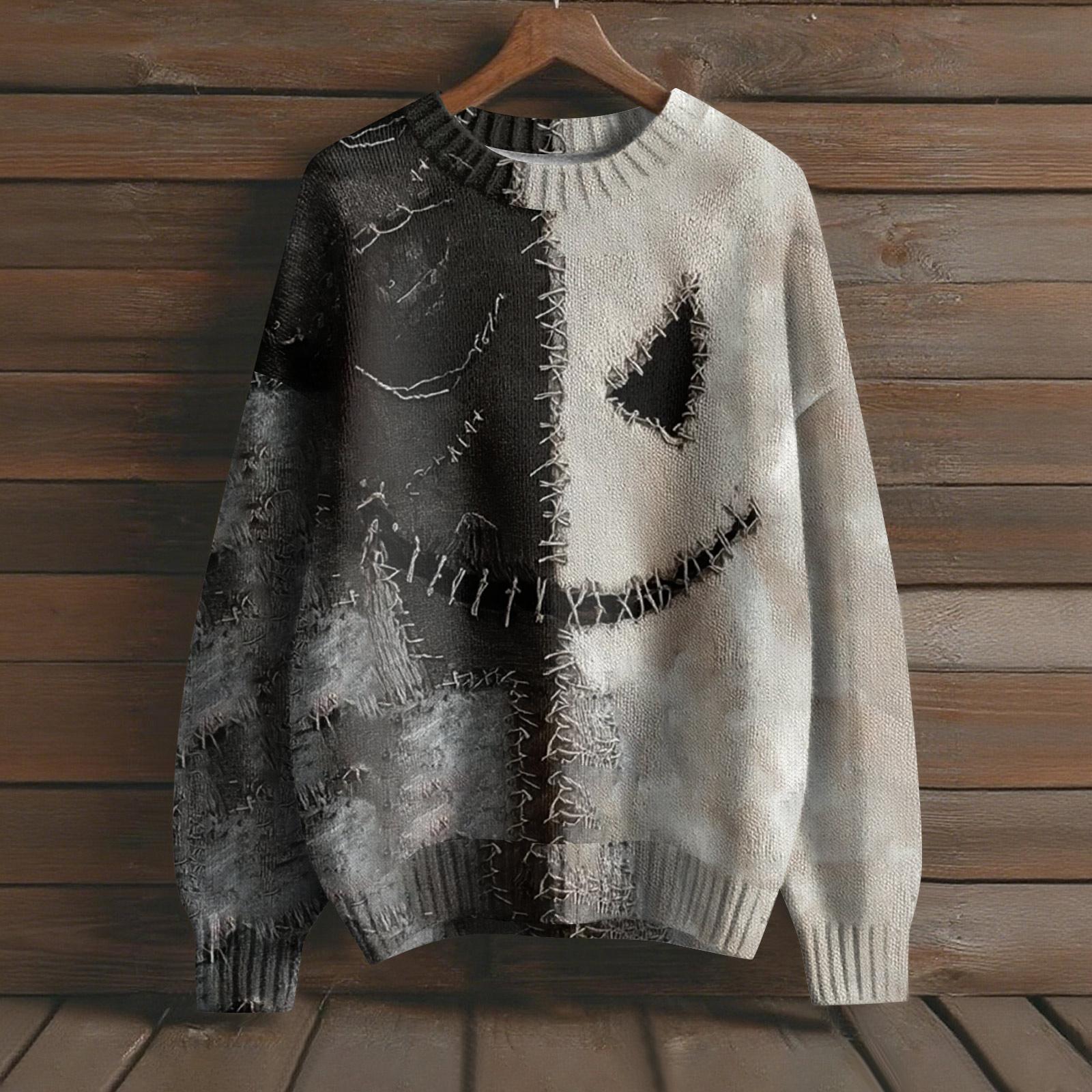 

Пуловеры с длинным рукавом для женщин, с круглым вырезом, повседневные, милые, с принтом, вязаные, оверсайз S