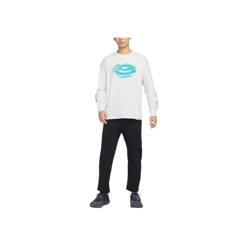 Nike Logo Print Casual Ribbed Crew Neck Comfortable Long Sleeve T-Shirt Men Tops White FV3487-121