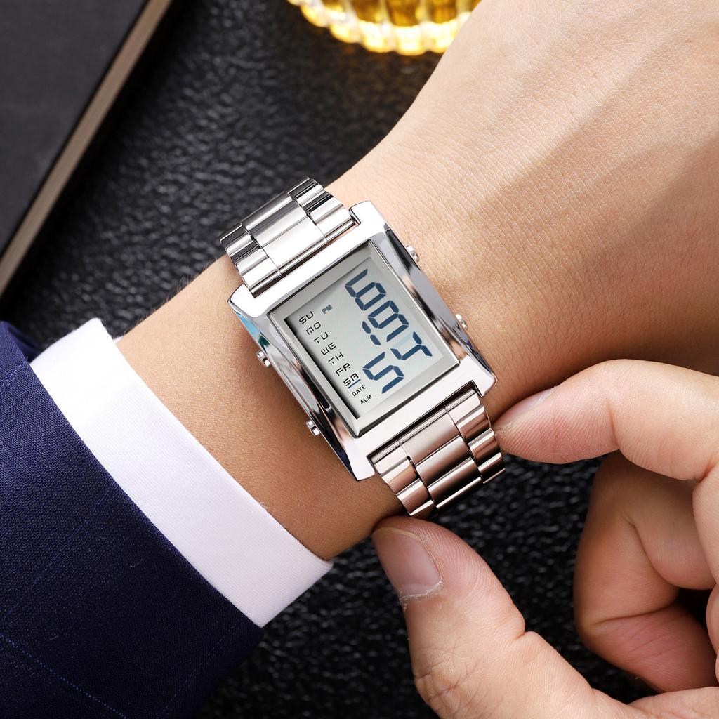 Fashion Men's Square Watch Business Steel Belt Multifunctional Electronic Watch